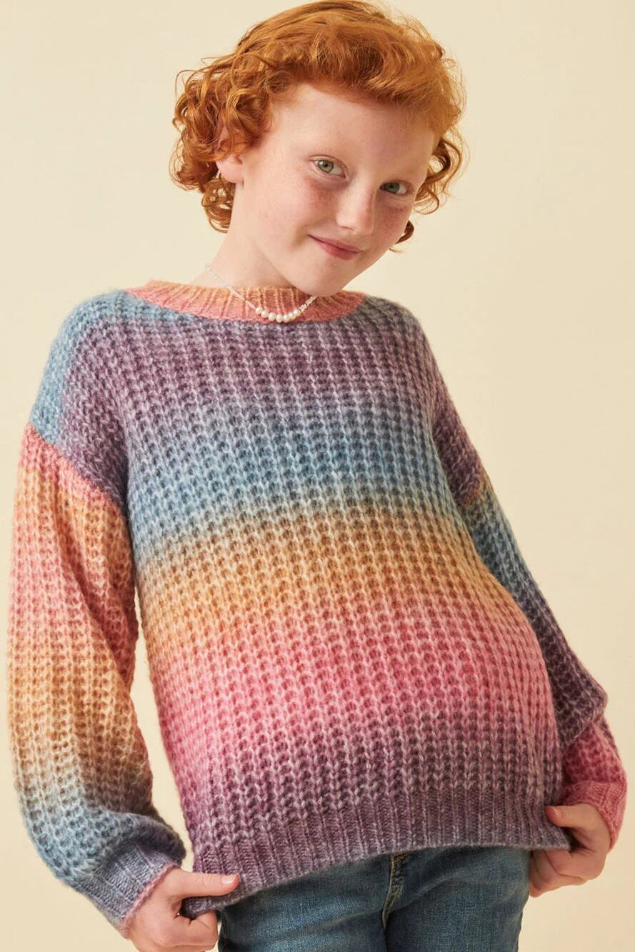 HAYDEN Paige Girls Ombre Rainbow Chunky Knit Sweater Small